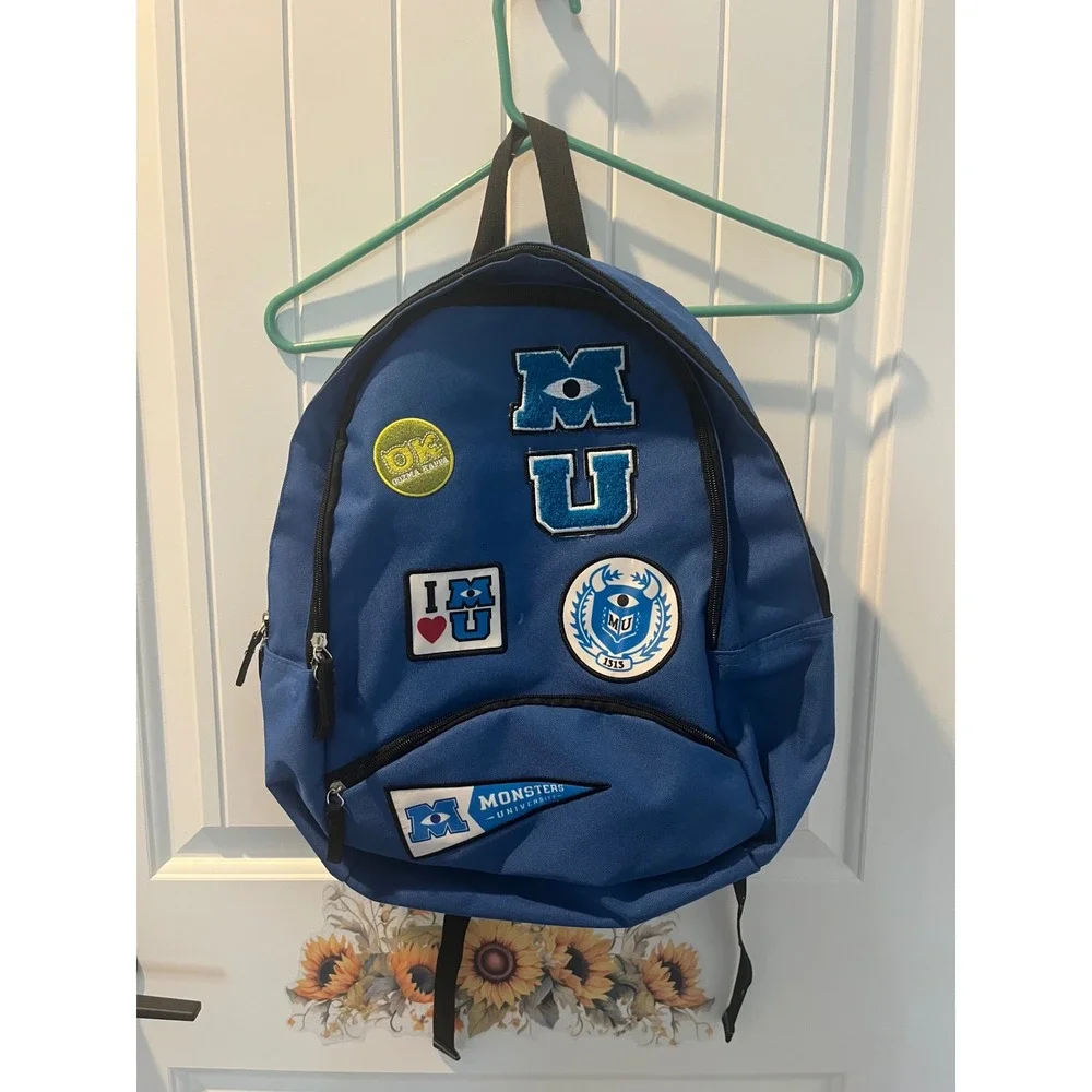 Disney Pixar Monsters University MU Blue Patch Backpack Oozma Kappa OK Bag